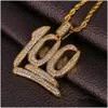 Naszyjniki wiszące złoto kolor sześcien cyrkonu utwardzony lodowany bling 100 punktów wisiorki Naszyjnik dla mężczyzn hip hop biżuteria biżuteria