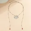 Ожерелья с подвесками, преувеличенное солнце, ретро-цепочка на ключицу, модное ожерелье с кисточкой, красная капля, женское