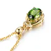Collier porte-bonheur en forme de cœur, cristal vert, zircon, diamant, or 18 carats, bijoux pour femmes, cadeau d'anniversaire