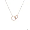 Pendant Necklaces Stainless Steel Simple Elegant Choker Necklace Infinity Double Circles Ring Drop Delivery Jewelry Necklaces Pendants Dhi7R