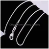 Kedjor 2mm 925 Sterling Sier Smooth Snake Chains Halsband för kvinnor Fashion Lobster Clasp smycken damkedja storlek 16-24 tum droppe DHFSB