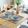 Tapetes de mesa étnica boho placemats conjunto de 4 boêmio preto teal cinza floral linho lavável cozinha jantar mancha resistente ao calor