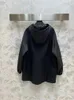 Damski okopa płaszcza moda czarna okładka kurtka z suwakiem dla kobiet 2023 Autumn z kapturem długim rękawem sznurkiem ciasna talia średnia dama