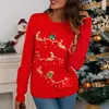 Pulls pour femmes Femmes Trendy Funny Cute Cartoon Elk Bear Paillettes Fête de Noël tricoté 2023 Automne Hiver Manches longues Pulls en vrac