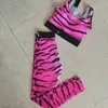 Roupa de ioga Cantura elástica feminina feminina de trilhas tigres tigres estilos estampados estriados esportes coletes de fitness vestes de gestas