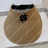 Gras Braid Designer Visors Dames Luxe Cap Heren Straw Mode Visor Casual Leather Buckle Vacation Summer Beach Hoed