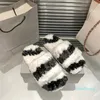 2023-Harige Slide Allover Loafers Parijs Casual damesslippers Letterplatform Platte muilezel Warm bont Chaussures Fuzzy scarpe Stof Dopamine Kleuraanpassing