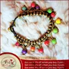 Charm Bracelets 2023 Trend Chinese Ethnic Colorful Natural Stone Beads With Copper Bells Hand Braided Summer Bracelet Jewellery For Girls
