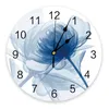 벽 시계 꽃 파란색 그림 시계 현대 디자인 무음 침실 거실 장식 라운드 교수형