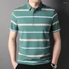 Heren Polos Polo Shirt Men Summer Stripe heren shorts mouw shirts zakelijke kleding luxe tee merk 2023 t56