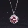 Ожерелья с подвесками Необычные круглые розовые ожерелья с кубическим цирконием Изысканные аксессуары для шеи для танцевальной вечеринки Роскошные модные женские украшения