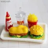 Keukens Speelvoedsel Mini 1/6 Miniatuur Poppenhuis Hamburger Coke Cup Fast Food voor Blyth's Poppenhuis Speelkeuken Ijs Accessoires ToyL231104