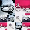 Band Rings Six-Claw Simation Womens Diamond Ring Platinum Plated Wedding 1.5 Karat Zircon Drop Delivery Jewelry Ring Dhu5H