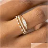 Band Rings Tiny Small Ring Set For Women Gold Color Cubic Zirconia Midi Finger Rings Wedding Anniversary Jewelry Accessories Gifts Kar Dh3Fw