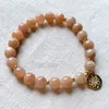 Strand WMB44249 Natural Gemstone Sunstone Wrist Mala Bracelet North Star Charm Gold Plated Kette Yoga Boho