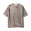 Men's Polos Commuter Clothing Advanced Sense V-Neck Polo Men's Loose Shirt Short Sleeve