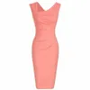 Kvinnors retro ärmlös Slim Business Pencil Dress Ladies Vintage Solid Color Mante Cocktail Party Bodycon Dresses GMX19070213Z