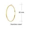 Band-Ohrringe Goldfarben-Edelstahl-großer Ohrring für Frauen-große Ohr-Band-runde einfache Partei-Schmucksachen 2023 E0166