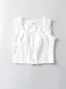 Kvinnors tankar Camis 2022 Fashion White Spliced ​​Spets Ruched Slim Sexy Corset Women Summer Back Cross Lace-Up Bandage Tank Topps Square Collar Crop Top P230322