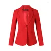 Damespakken Slim Fit Women Blazer 2023 Spring en herfst Korte Red Kleine Suit jas Lange mouw Single Single Button Professional Coat Top H1868