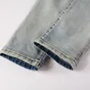 Mens Jeans Fashion Style Light Blue Slim Fit Distressed Streetwear Bandanna Patchwork Skinny Stretch Holes High Street Ripped 230404