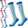 Chaussettes de sport genou femmes automne hiver mode grille en plein air bas haut Tube Nylon Compression respirant course cyclisme