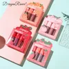 4 unidades / conjunto Mini batom de frutas sexy vermelho de longa duração veludo fosco brilho labial batom líquido maquiagem labial feminino beleza maquiagem brilho labial à prova d'água