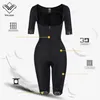 Taillen-Bauch-Former-Formwäsche-Bodysuit-Unterwäsche für Frauen-Schwarz-Reißverschluss-Unterbrust-Voll-Bodys-Körper-Former-Schenkel-Steuer, der Arm 230403 abnimmt