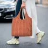 Shopping Bags Custom Linear Stem Tomato Orla Kiely Pattern Canvas Washable Large Capacity Groceries Tote Shopper Bag Handbags