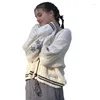 Kadın Örgüleri Sonbahar 2023 Kadın Bej V-Neck Yıldız Nakış Hardigan Sıradan Gevşek Sweater Moda mizaç Örme Ceket Y2K Sokak Giyin