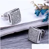 Stud Mens Hip Hop Stud Earrings Jewelry New Fashion Gold Sier Simated Diamond Square For Men K Drop Delivery Jewelry Earrings Dh8N7