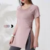 Lu Quick-drying Women's Running Short-sleeved Fitness Yoga Top Tight Breathable Slim Sport T-shirt Long Fitness Room Sexy Nude Elasticity Outdoor Sports