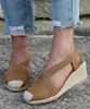 Sandaler kilskor för kvinnor glider på stängd tå espadrille plattform kvinnors sandaler kvinnliga 2022 sommar högkvalitativa skor lady aa230403