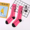 Pink Letter Fashion Woman Stocking Kne High Long Socks White Sock Street Style Hip Hop Skateboard Calcetines I0404