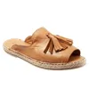 Sandaler Casual Peep Toe Tassel Flat Open Wedges Vintage Shoes Woman Sandalias Slippers Slides Mujer Sapato Feminino E2012