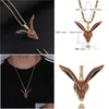 Pendant Necklaces Red Cubic Zirconia Paved Iced Out Bling Naruto Kyuubi Nine Tailed Fox Pendants Necklace For Men Hip Hop Rapper Jewel Dhvtf