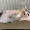 Strass Chaussures habillées pour femmes MACH Crystal Embellished Bow sandales à talons hauts Designer sexy transparent PVC Perle forage partie pantoufles 9.5cm talon chaussure pour femme