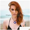 Anhänger Halsketten Blue Evil Eye Anhänger Halskette für Frauen Schwarz Wachsschnur Kette Männer Choker Schmuck Glück Amet Weibliche Party Geschenk Drop D Dh2Ho