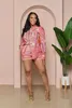 New Womens Tracksuits Fashion Printed Two Piece Set Long Sleeve Shirt Shorts Sports Suit Casual Outfits