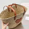 Paille fourre-tout plage panier vacances femmes tissé sac à main été sacs à bandoulière en cuir Designer 25 femme haute capacité seau 220412