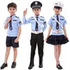 Cosplay Children Carnival Cosplay Costume Halloween Stage Performance Clothing Set Boys Fancy Pointsman Uniform Skirtcaptie 230403