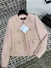 Women's Jackets designer 23 Autumn/Winter New South Oil Pink Knitted Celebrity Style Fur Edge Gentle Temperament Slim Fit Versatile Coat FVSA