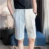 Mäns shorts 2022 Korean Style Summer Suit Shorts Men cloing Straight Business Formal Wear Slim Fit Casual Short Homme Kne Leng Quality Z0404