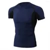 T-shirts pour hommes vêtements de sport entraînement de basket-ball collants de sport élastiques course en plein air vitesse sèche T-shirt veste à manches courtes homme B50