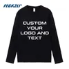 Mens TShirts 100% Cotton Custom Long Sleeve T Shirt Make Your Design Text Men Women Print Original High Quality Gifts Tshirt 230404