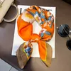 Sarongs Silk Square Scarf Women 70*70cm Elegant Floral Print Foulard Shawls Wraps Neckerchief Lady Hairband Soft Satin Hijab Headbands P230403