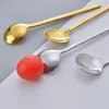 Coffee Tea Spoons Silver Golden Table Long Handle Brass Stainless Steel Dessert Spoons for Coffee Drink