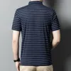 Polos masculinas Obtenha seu estilo de verão no ponto com nossa camiseta polo de manga curta de algodão listrado disponível em preto clássico vermelho cáqui