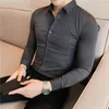 Męskie koszule 2023 Autumn Korean Fashion Button Down Down Men Men Design Marka Slim Fit Man Long Rękaw S-4xl