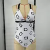 Women One Piece Swimsuit Printed Padded Backless Swimwear Summer Pool Party Bathing Suits